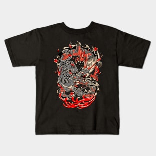 Dragon Tiger fighting Kids T-Shirt